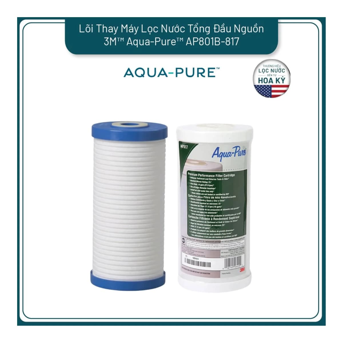 Lõi Thay Cho Máy Lọc Nước Tổng Đầu Nguồn 3M™ Aqua-Pure™ AP801B-817 (Mã AP817 & AP810) chính hãng 3M Aqua-Pure