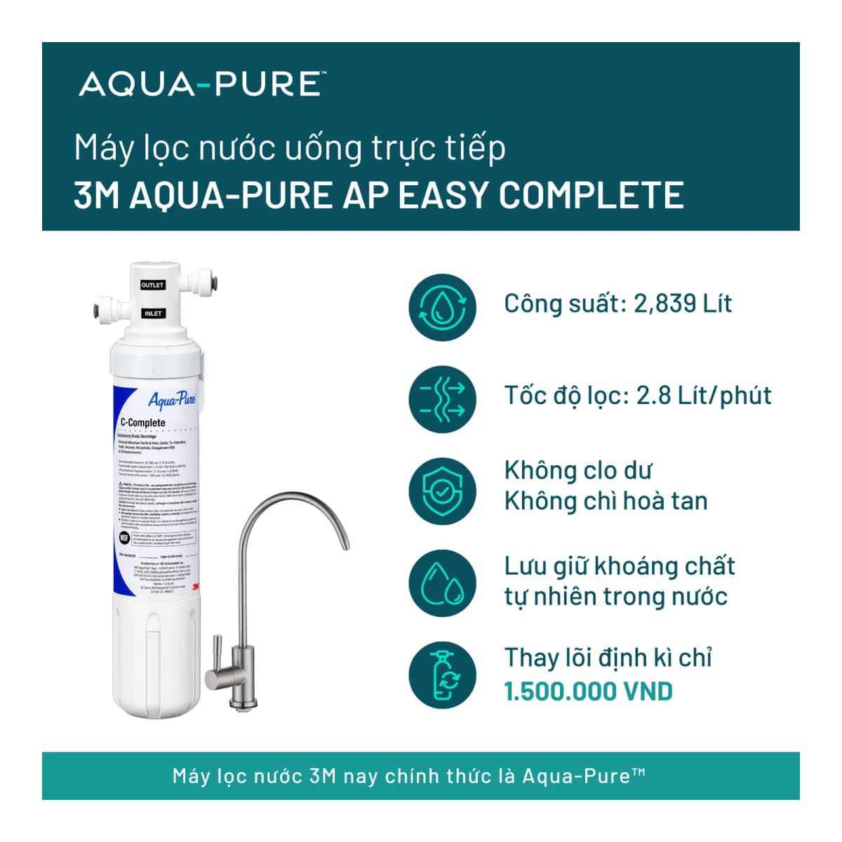 Máy Lọc Nước Uống Mini Filter 3M™ Aqua-Pure™ AP Easy Complete chính hãng 3M Aqua-Pure